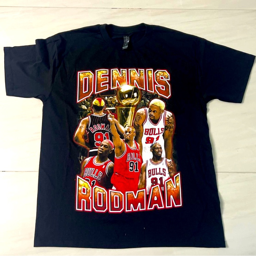 New Dennis Rodman Chicago Bulls Tee Shirt Size L